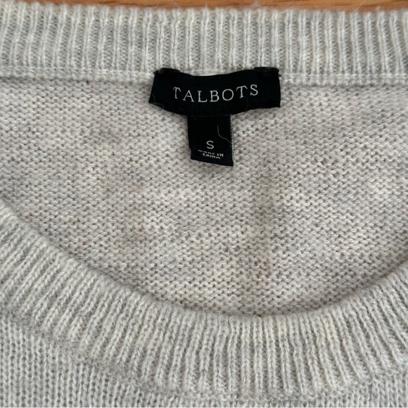 Talbots Gray Crewneck Sweater Lambswool Alpaca, silver reindeer size Sma… - Picture 4 of 9